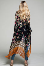 Load image into Gallery viewer, Fringed Floral Kimono Cardigan
