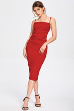 Load image into Gallery viewer, Red Square Neck Midi Dress
