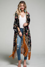 Load image into Gallery viewer, Fringed Floral Kimono Cardigan

