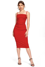 Load image into Gallery viewer, Red Square Neck Midi Dress
