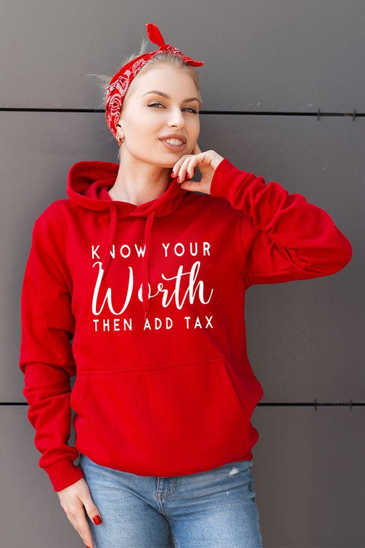 Red-Know Your WORTH Hoodie