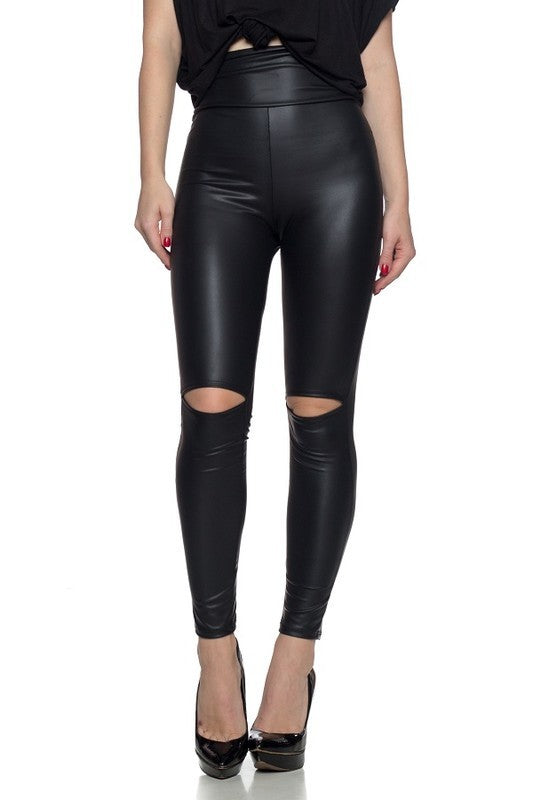 Ultra High Rise Faux Leather Cutout